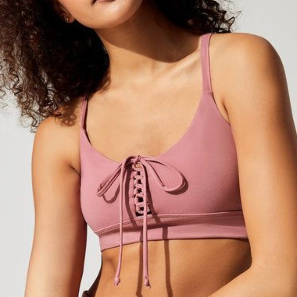 Year of Ours Dusty Rose Cindy Tie-Front Sports Bra